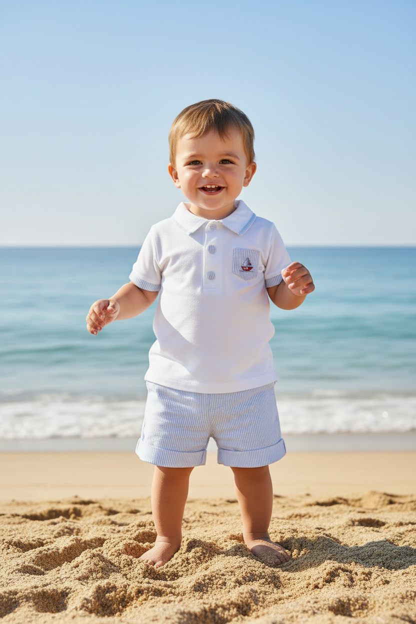 DEOLINDA Victory Boys Blue & White Short Set