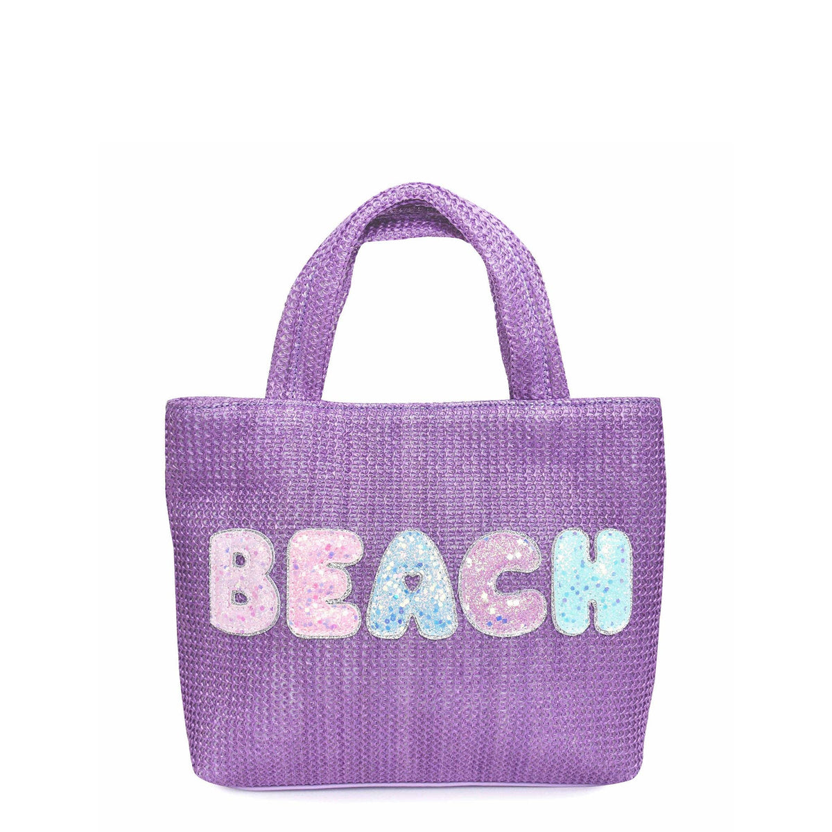 OMG Accessories Beach purple mini straw tote bag