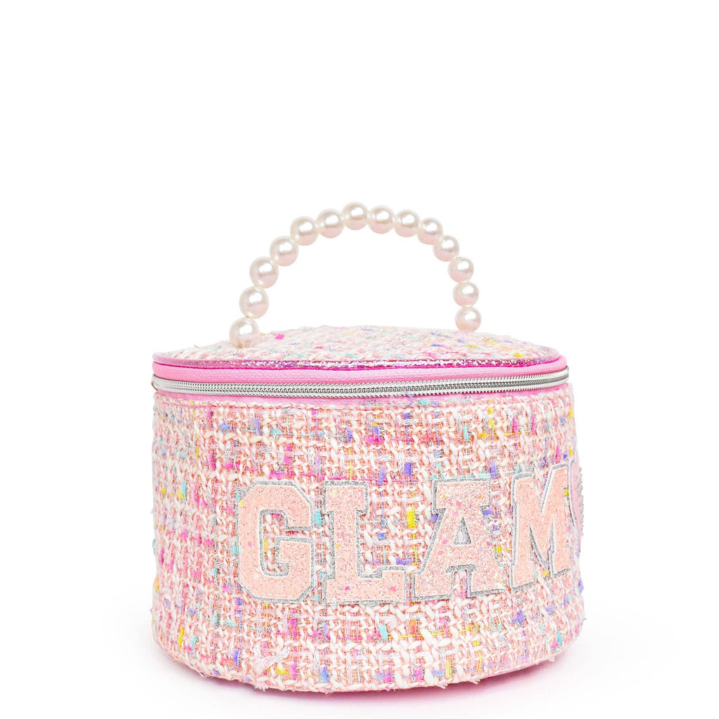 Interior detail of OMG Accessories Glam pink tweed bag