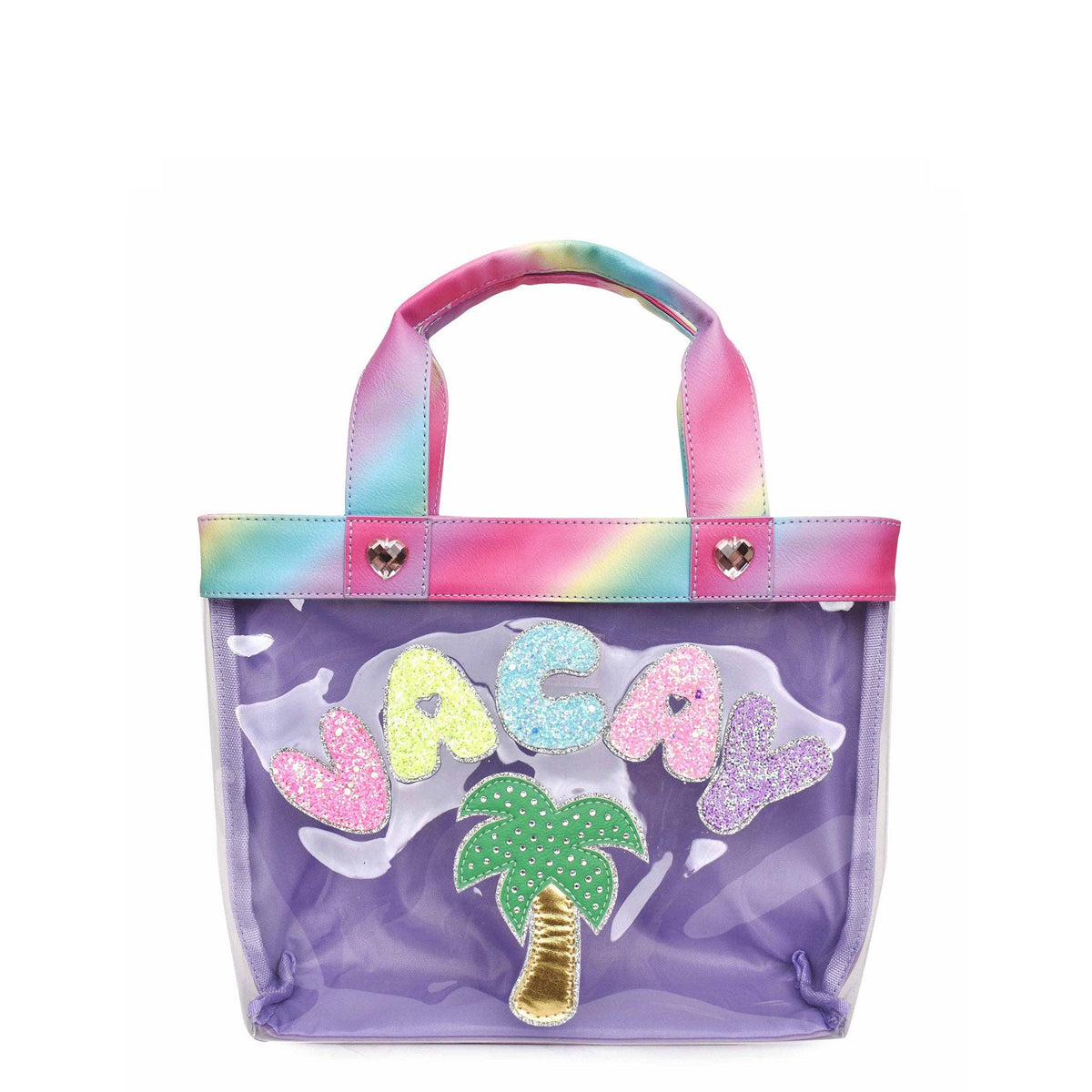 OMG Accessories Vacay clear purple mini tote bag