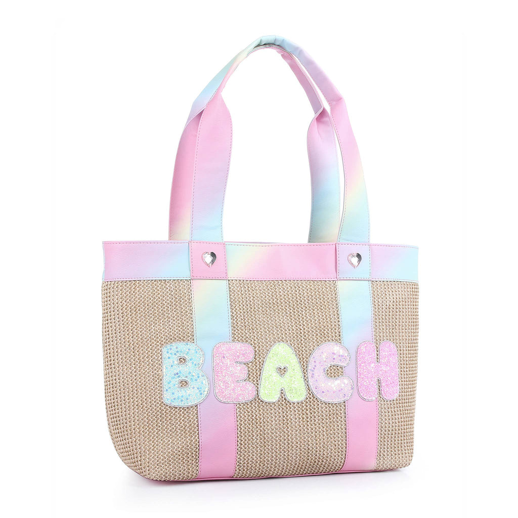 Detail view of OMG Accessories Beach straw tote bag