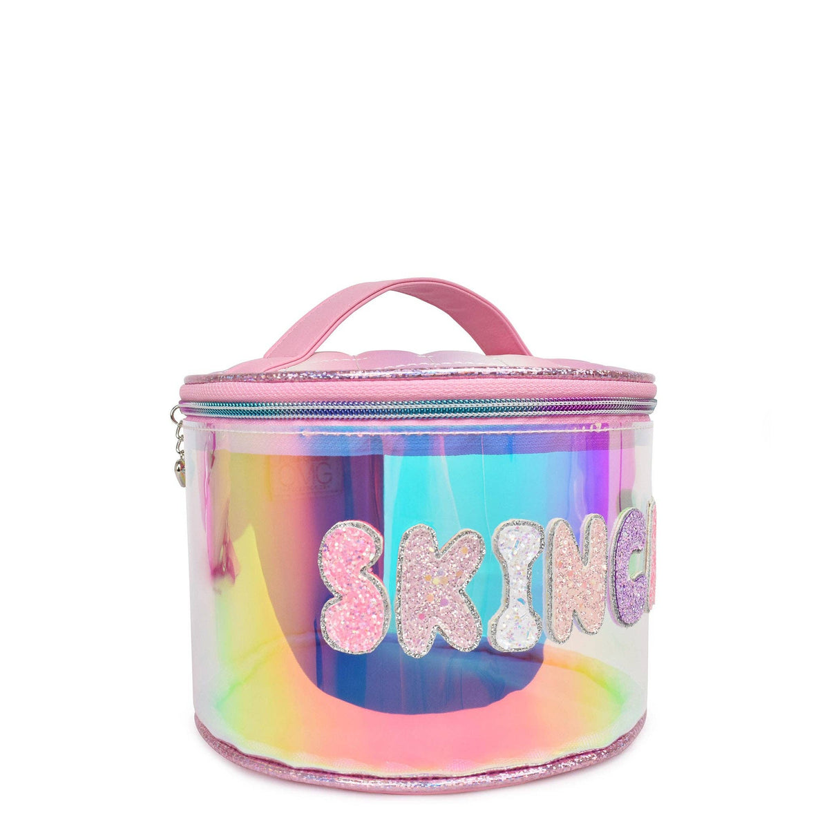 Detail view of OMG Accessories Skincare round glam bag