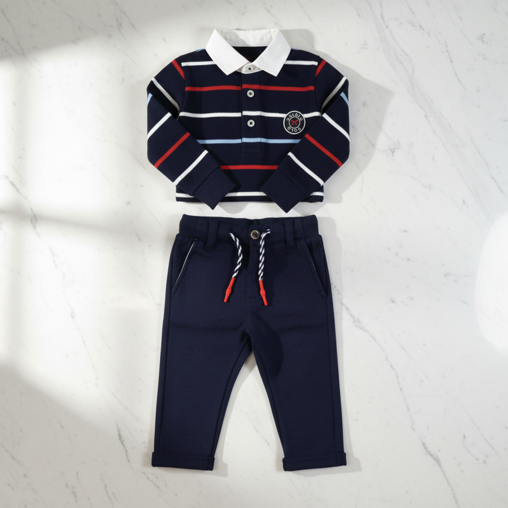 Flat Lay – Nelblu Polo & Navy Joggers