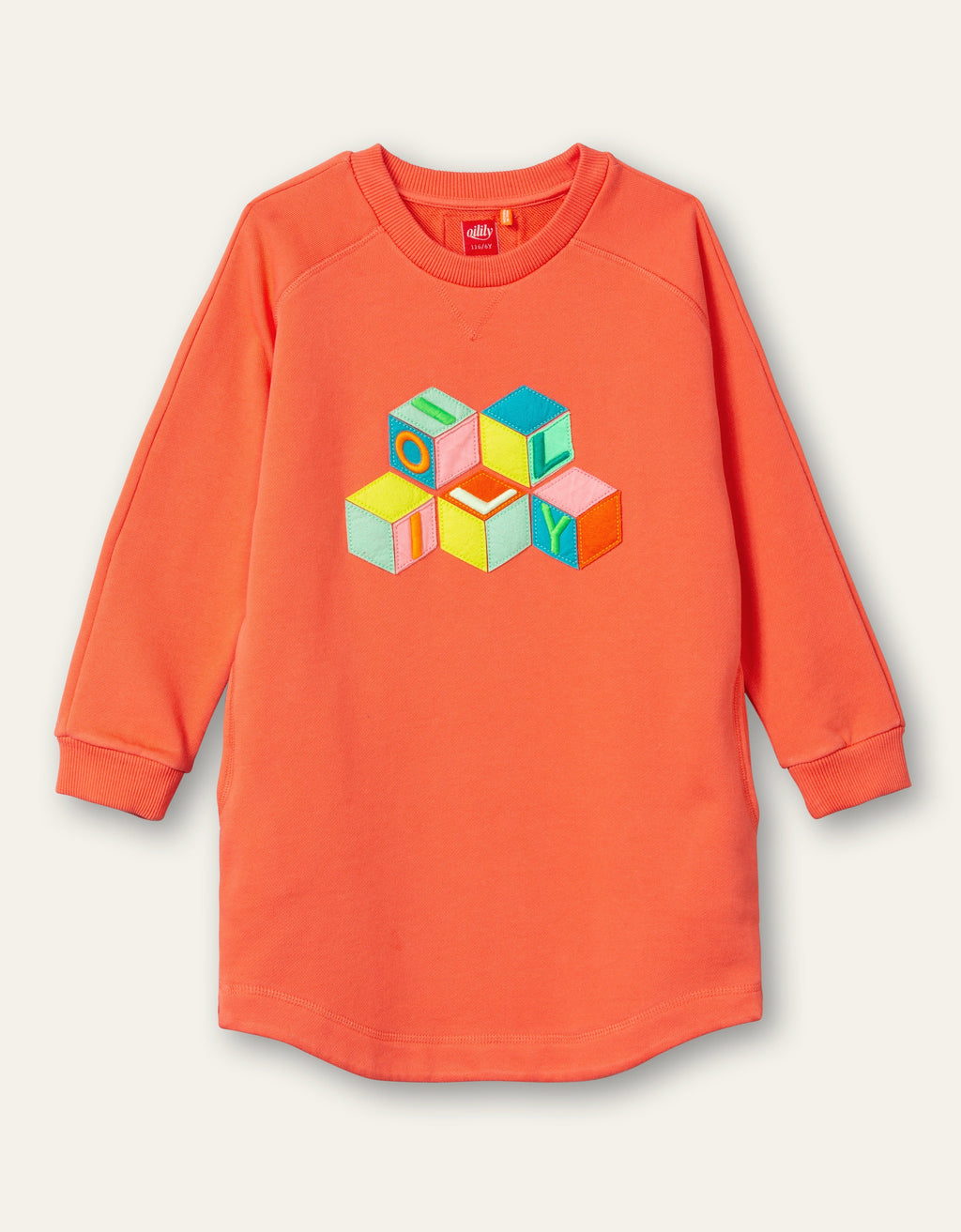 OILILY Hope Girls Coral Blocks Sweater Dress