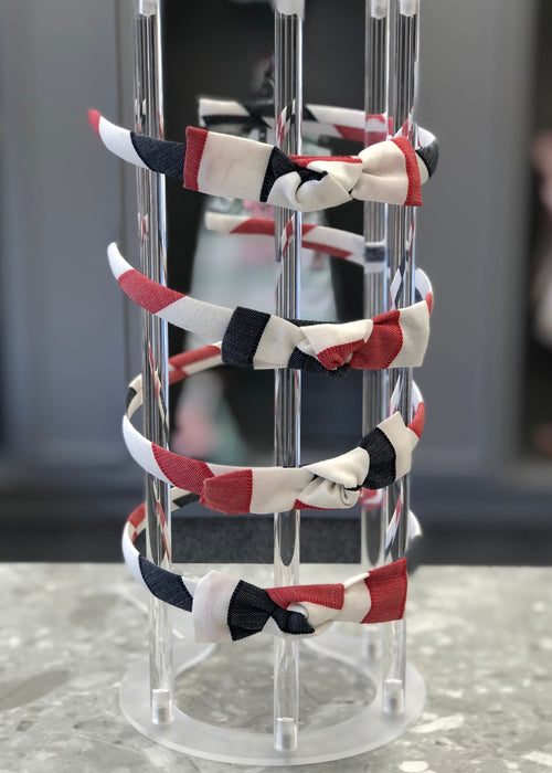 SS22 BASMARTI Rayas Red & Navy Girls Bow Hairband
