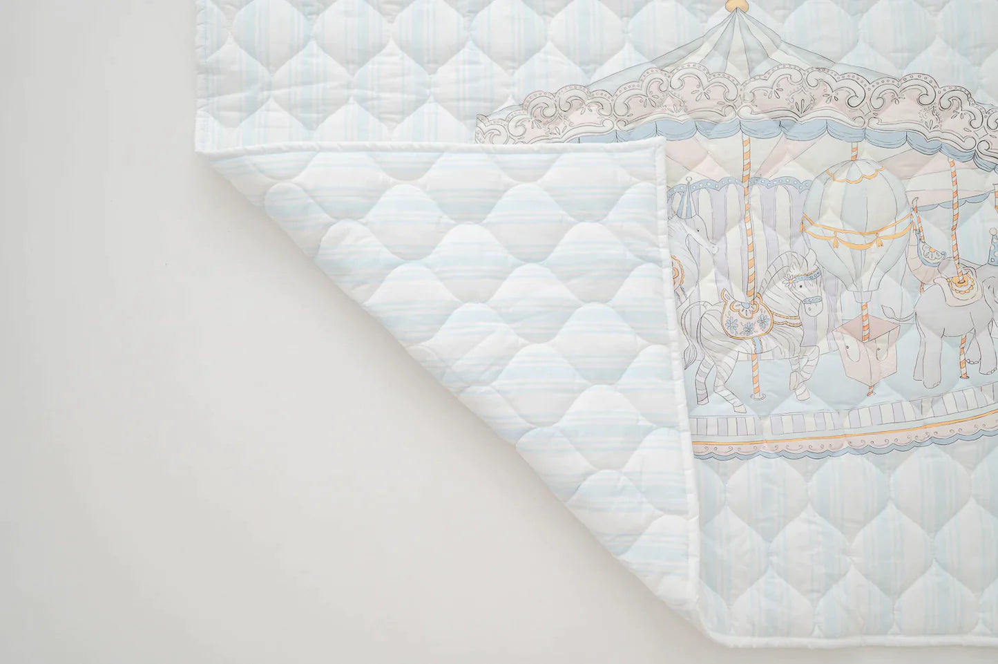 THE GILDED BIRD Carousel Blue Stripe Quilted Playmat