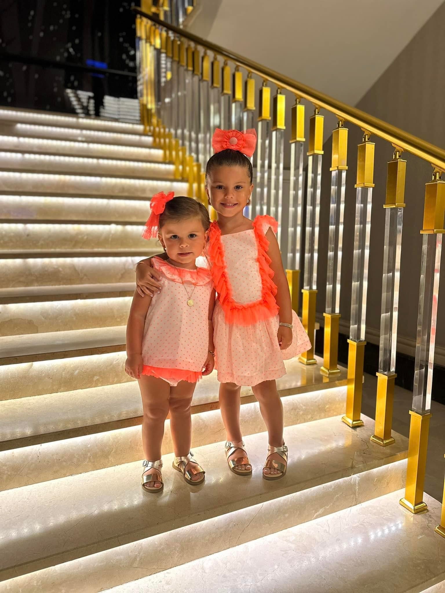 Eliza & Lucia wearing SS23 Babine Neon Tulle Plumeti Collection