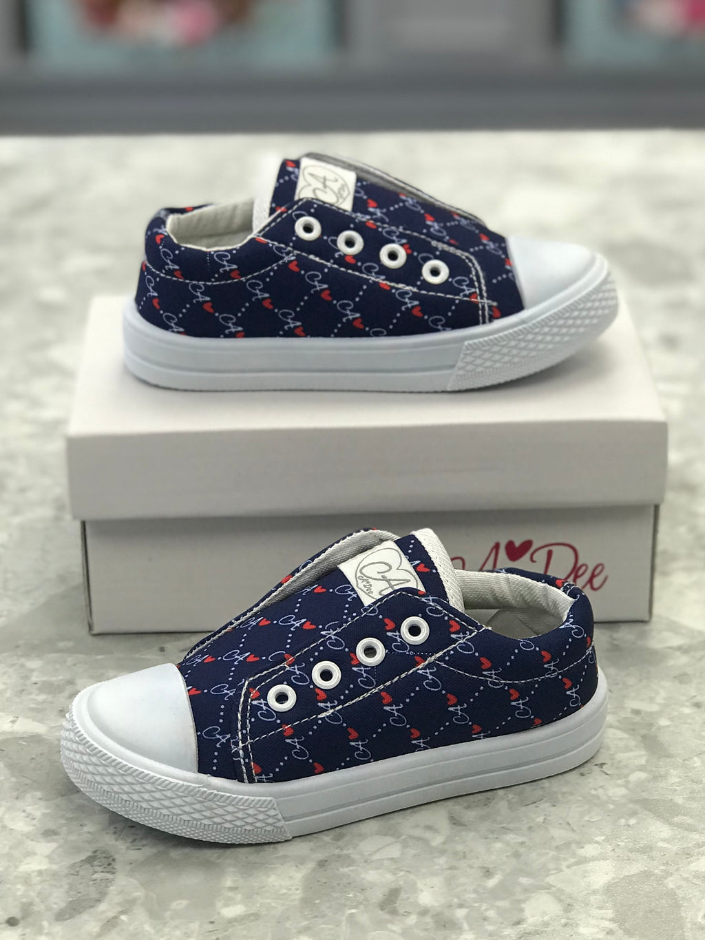 A DEE Girls Circus Mania Navy Canvas Trainers - NON RETURNABLE