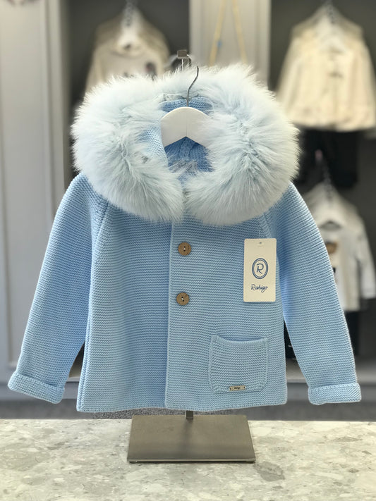 RAHIGO Blue Fur Knitted Coat