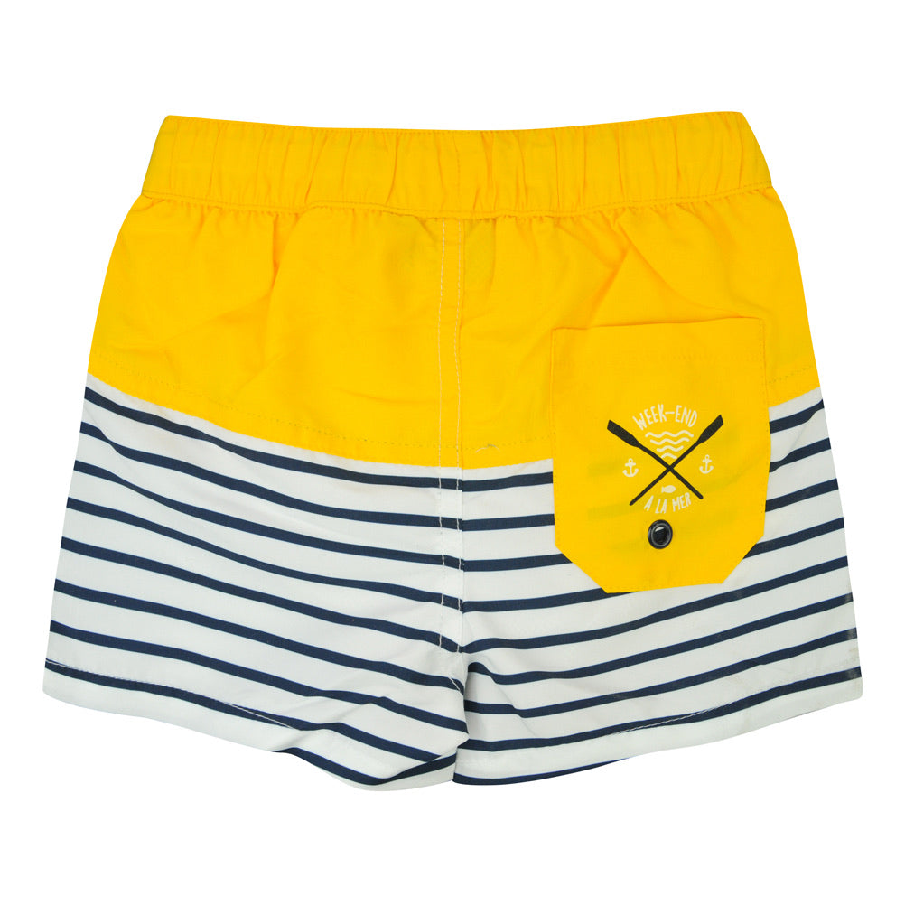 Week-End A La Mer Navy & Yellow Stripe Swim Shorts