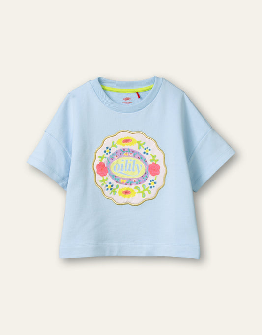 SS21 Oilily Hussel Blue Short Sleeve Logo Sweater