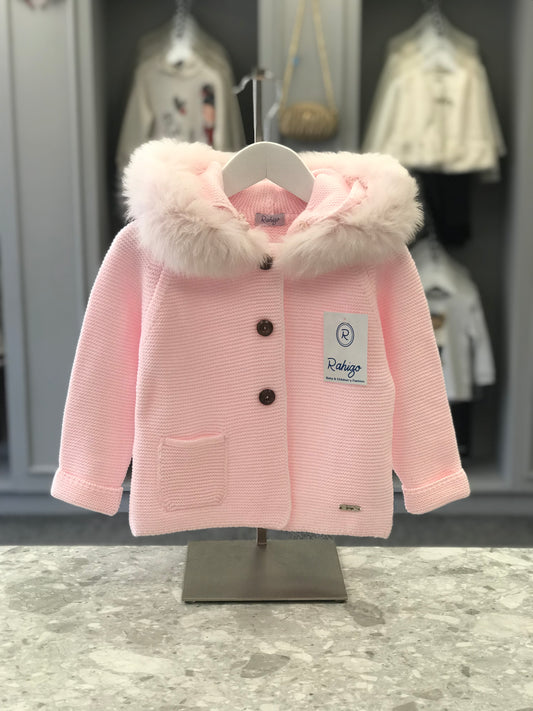 RAHIGO Pink Fur Knitted Coat.