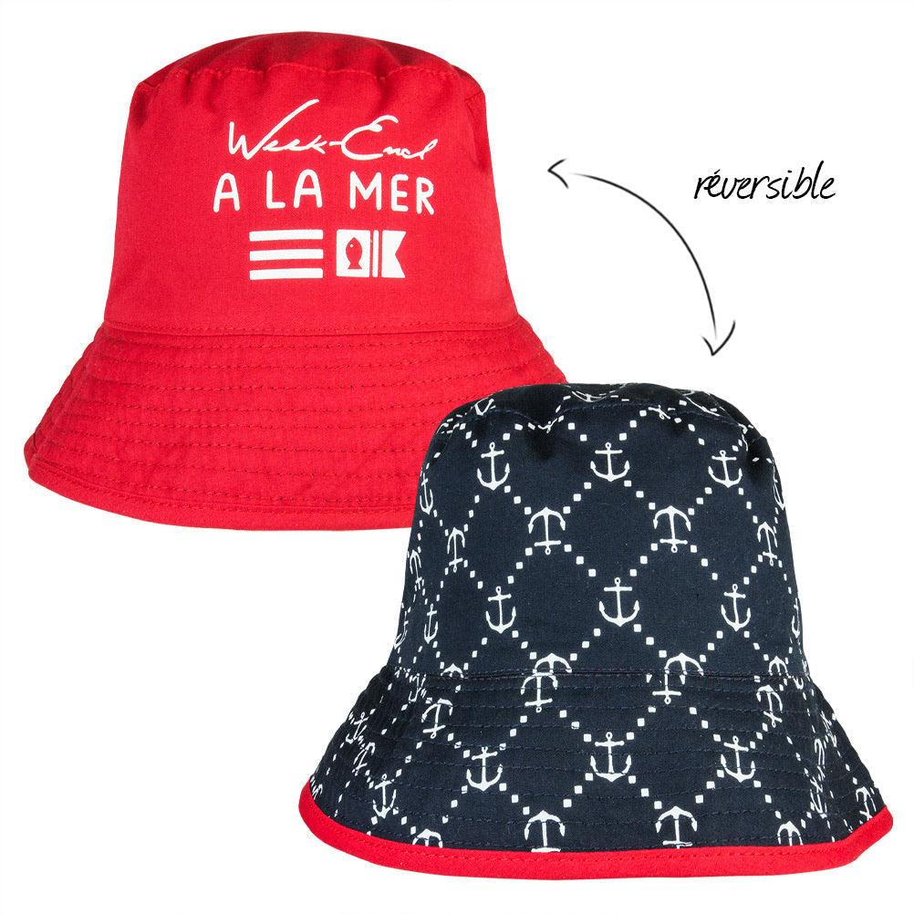 Week-End A La Mer Navy & Red Reversible Hat