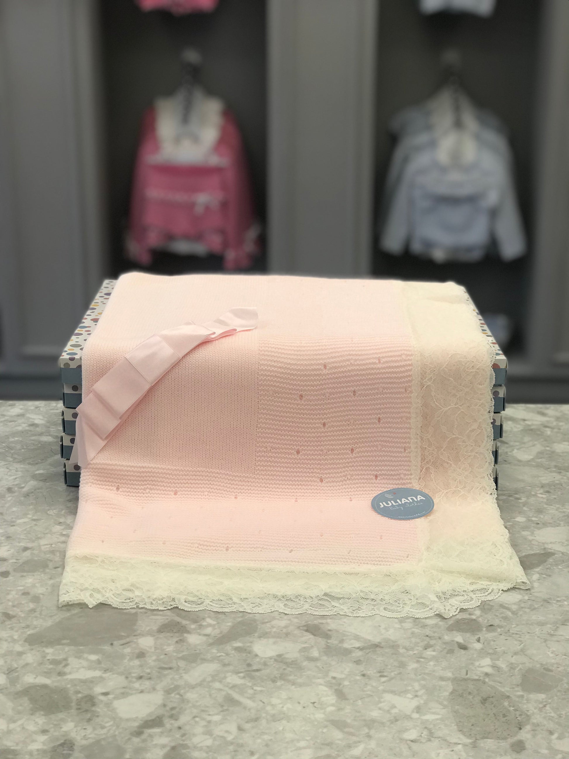 JULIANA Valencia Pink Lace Baby Blanket - 6033