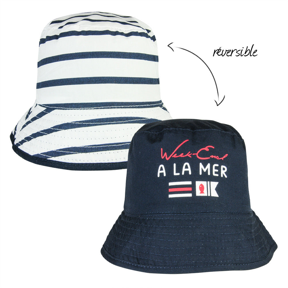 WEEKEND A LA MER Memphis Boys Navy & White Reversible Sun Hat