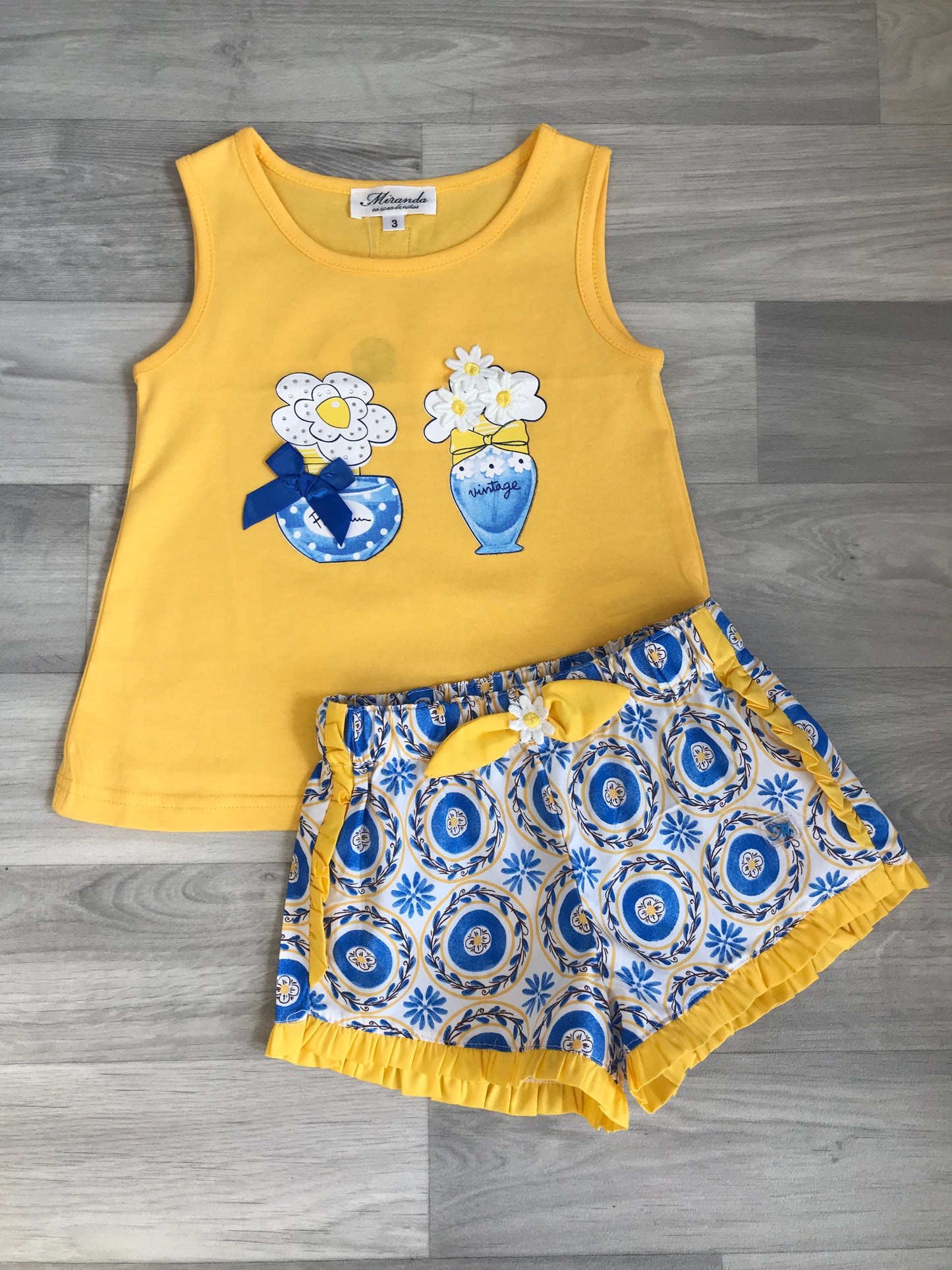 SS23 MIRANDA Blue & Yellow Tile Print Girls Short Set - 407