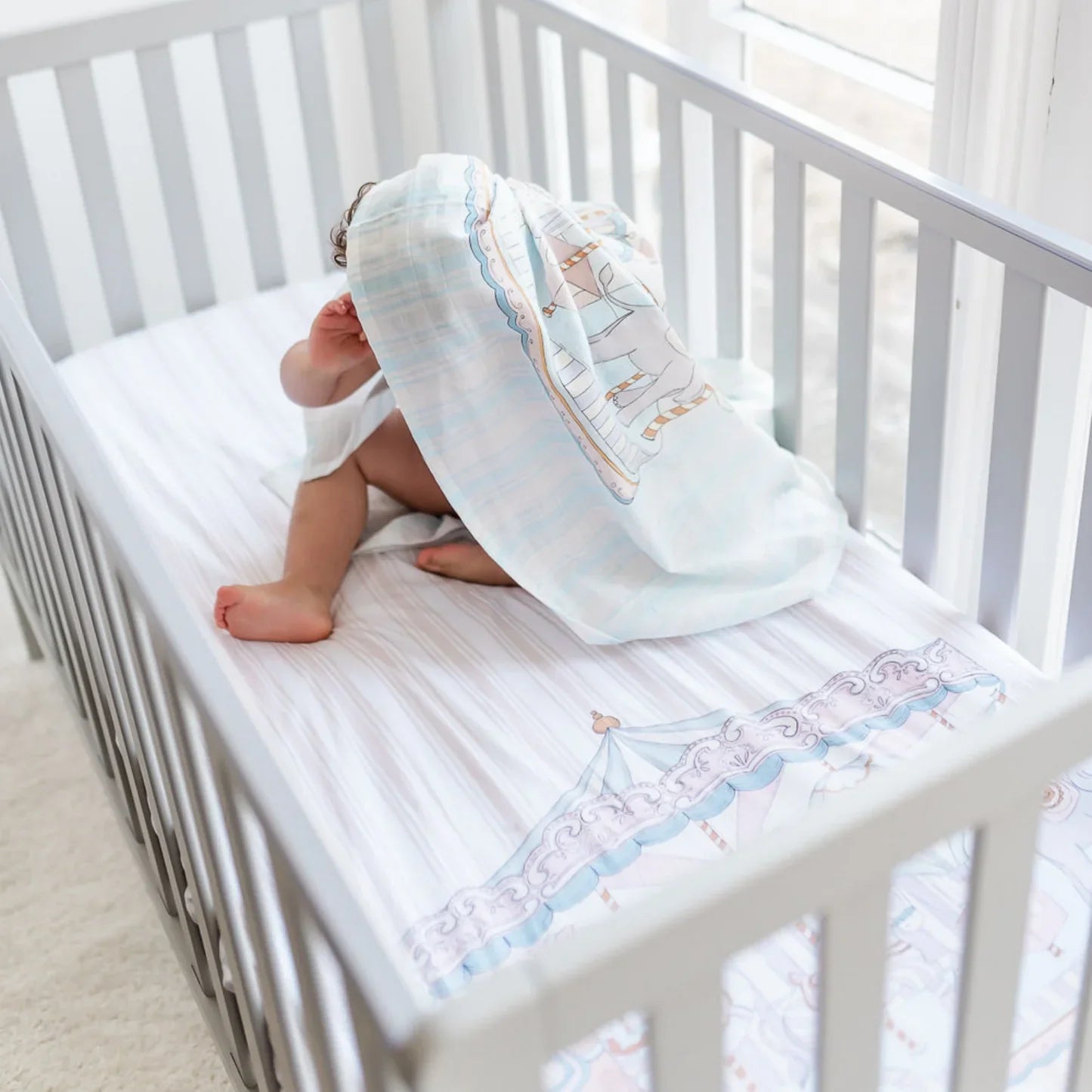 THE GILDED BIRD Carousel Fitted Cot Sheet