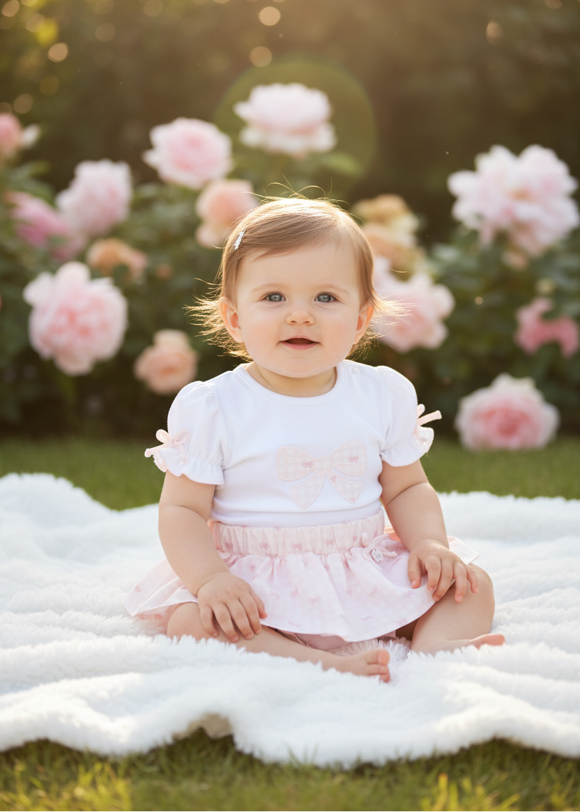 DEOLINDA Lollipop Girls Pink Bow Print Jam Pant Set - 26606