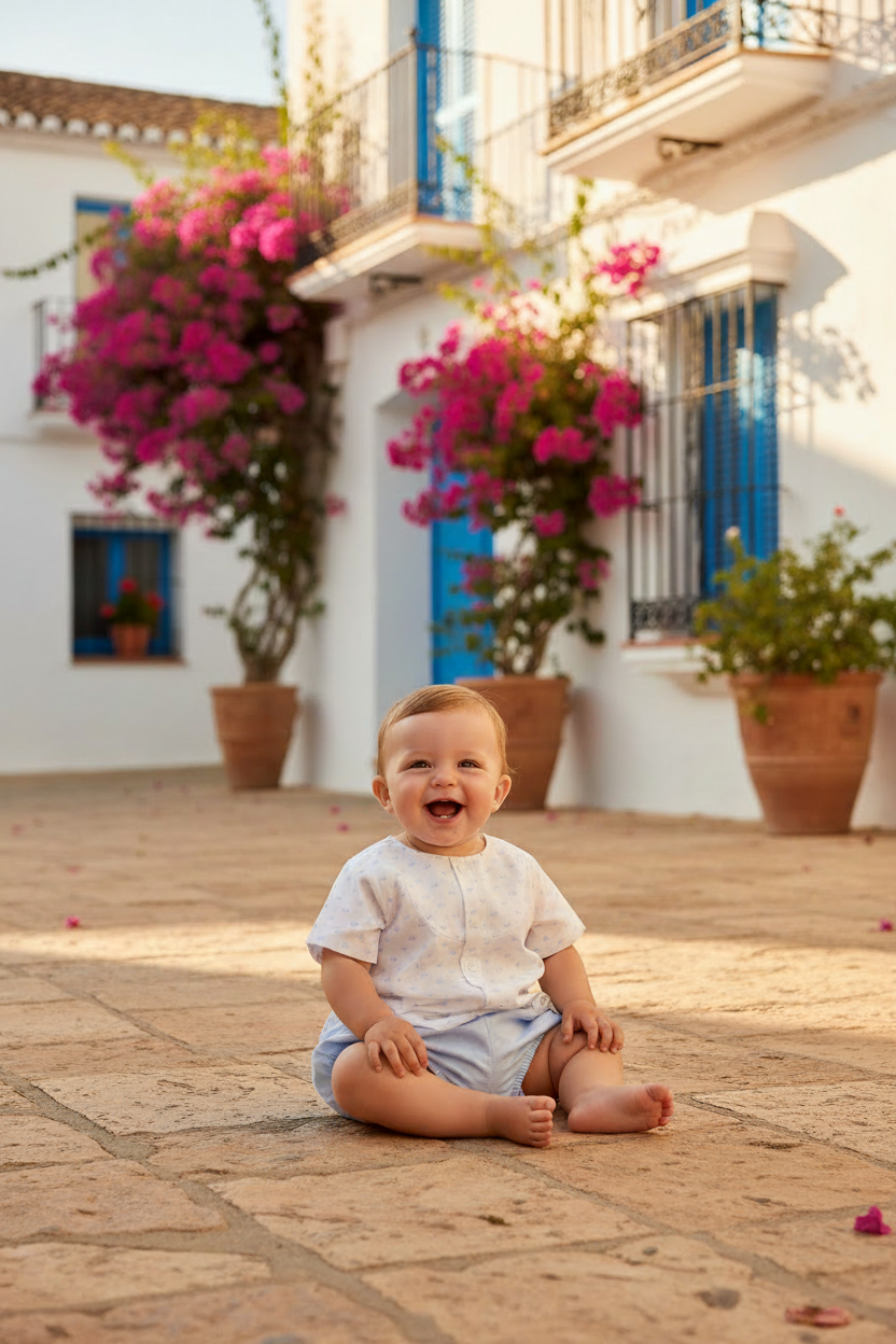 JOSE VARON Boys Blue & White Crown Jam Pant Set — Spain