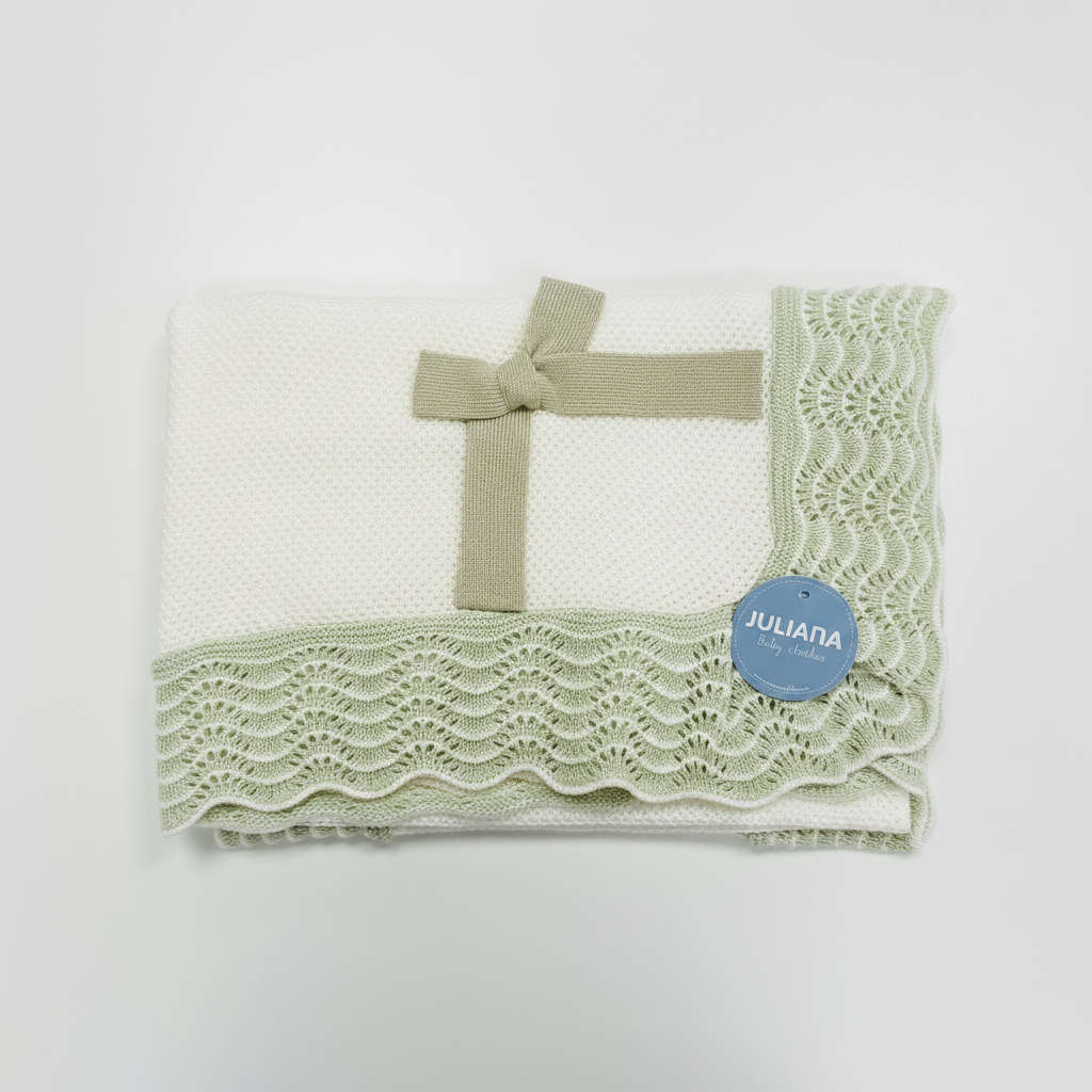 JULIANA Azahar Knitted Blanket - White & Beige