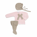 JULIANA Azahar Knitted Set with Bonnet - Pink & Beige