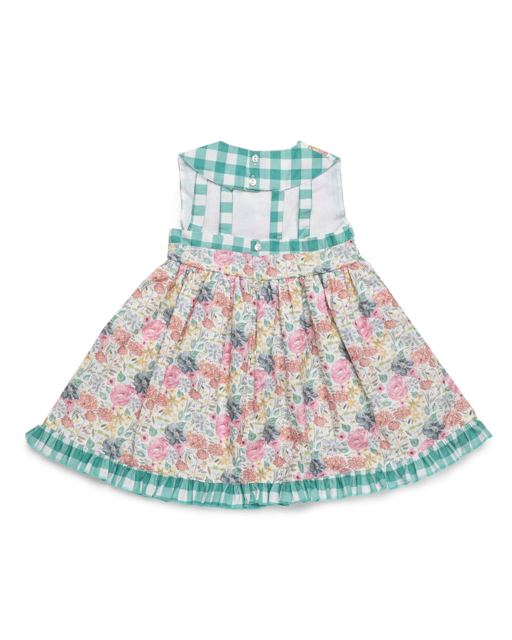 Juliana Azucar girls green floral dress with open back, rear product view