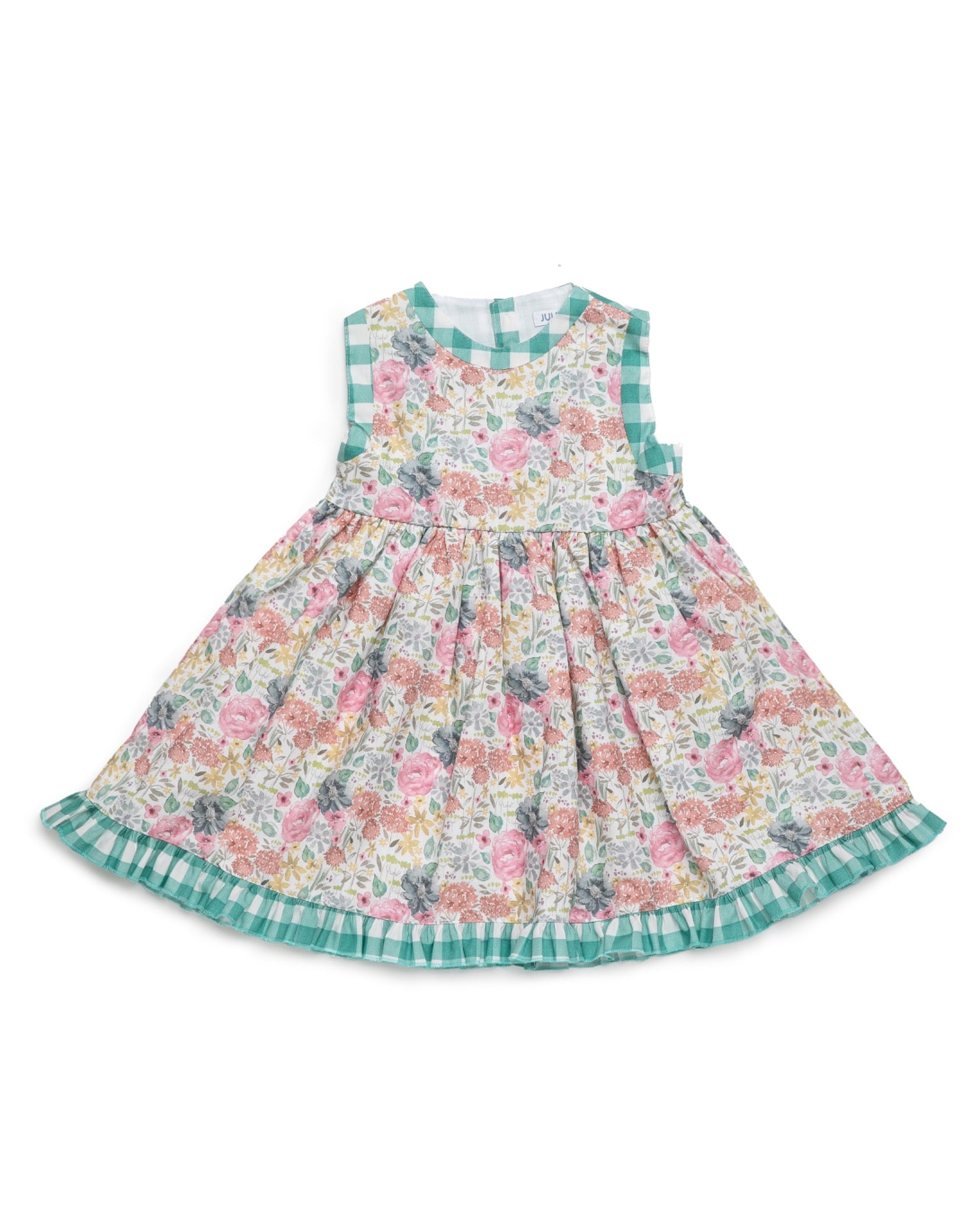 Juliana Azucar girls green floral dress, front product view