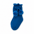 Juliana Fabula blue knitted pom-pom sock on a white background