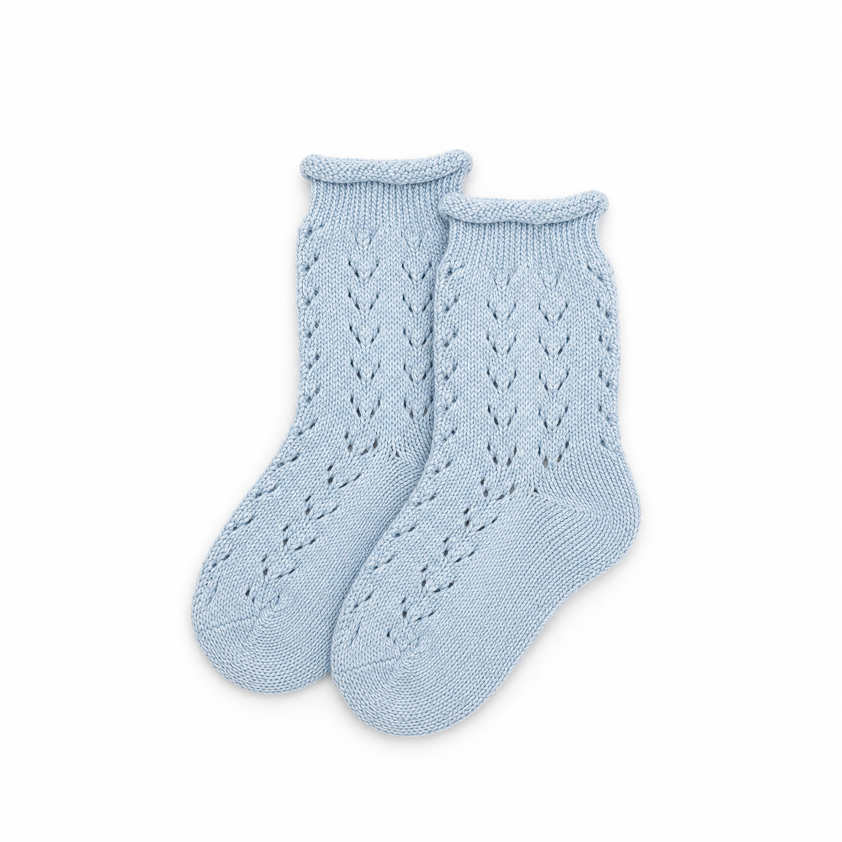 Juliana Link boys pale blue openwork knitted socks, pair flat lay