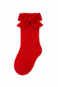 Juliana Melodia girls red knitted sock with velvet bow