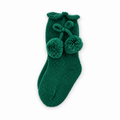 Juliana Sinfonia green knitted pom-pom sock on a white background