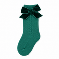 Juliana Sinfonia girls green knitted sock with velvet bow