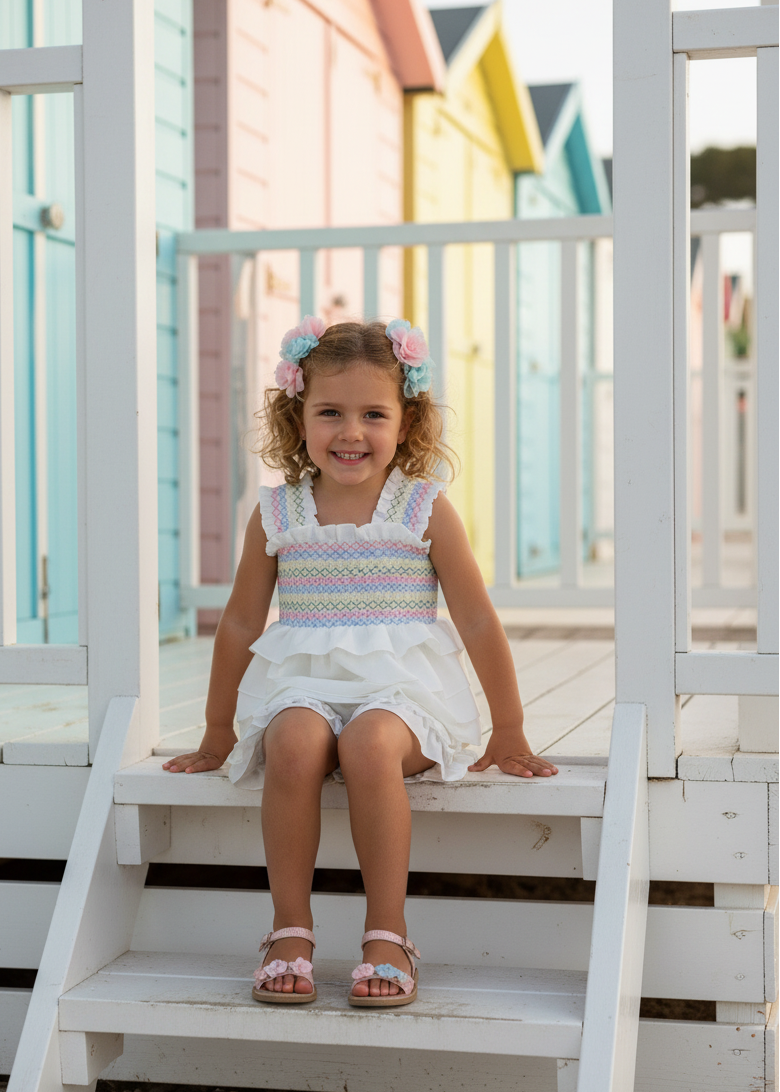 BASMARTI LAIA PASTEL SMOCKED SHORT SET 