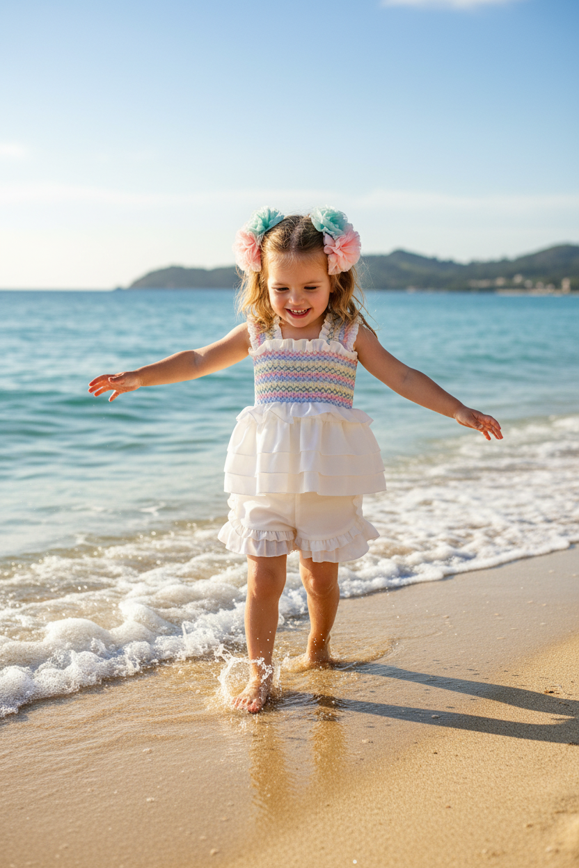 BASMARTI LAIA PASTEL SMOCKED SHORT SET 