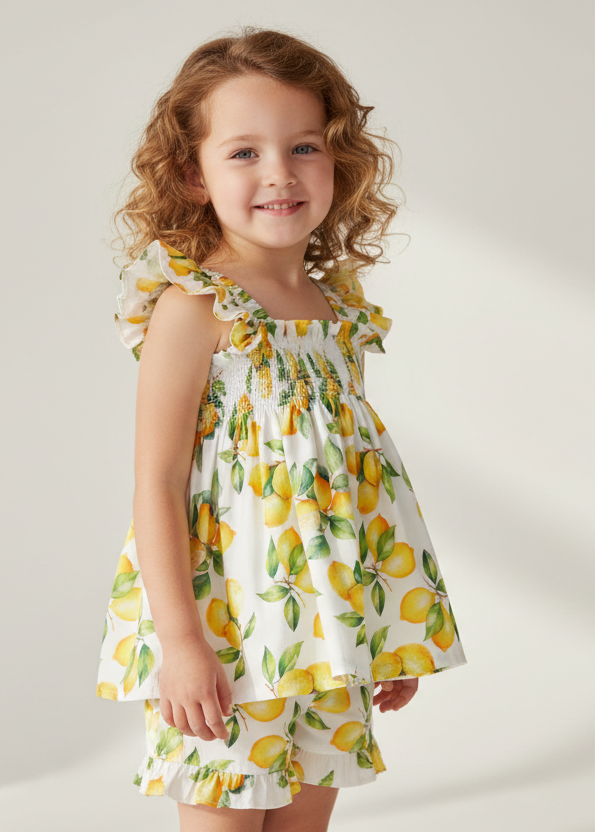 Deolinda Sorrento girls lemon print shorts set 26754 - lifestyle view