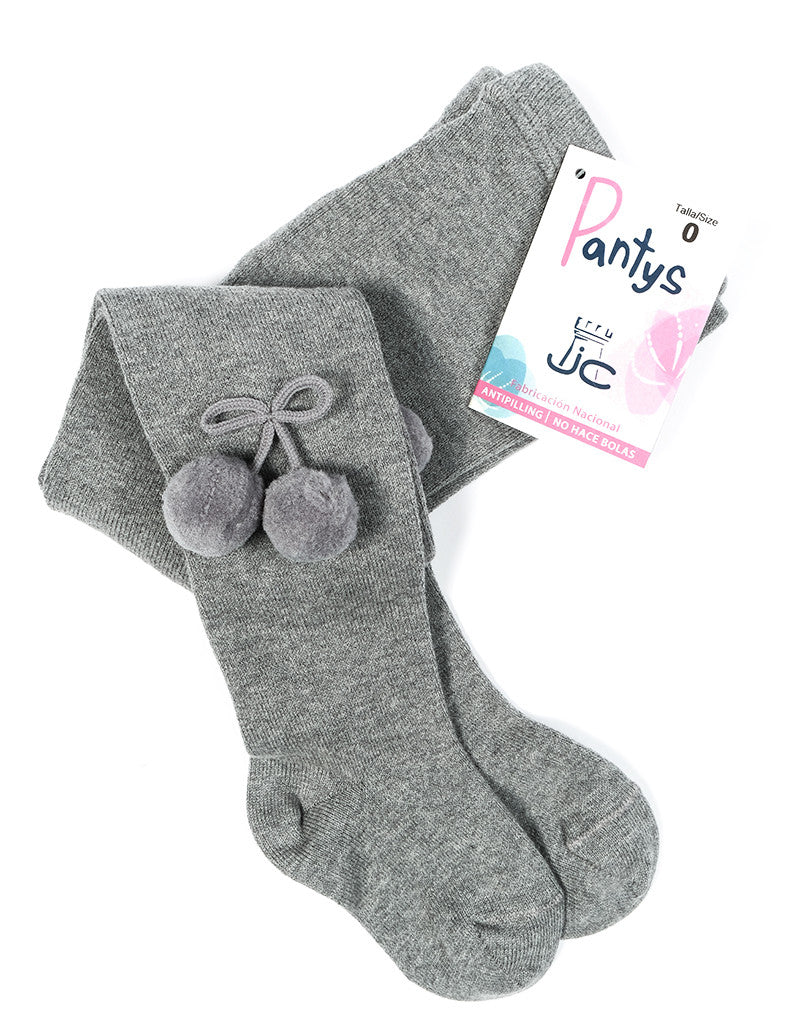 JC CASTELLA Girls Grey Pom Pom Tights