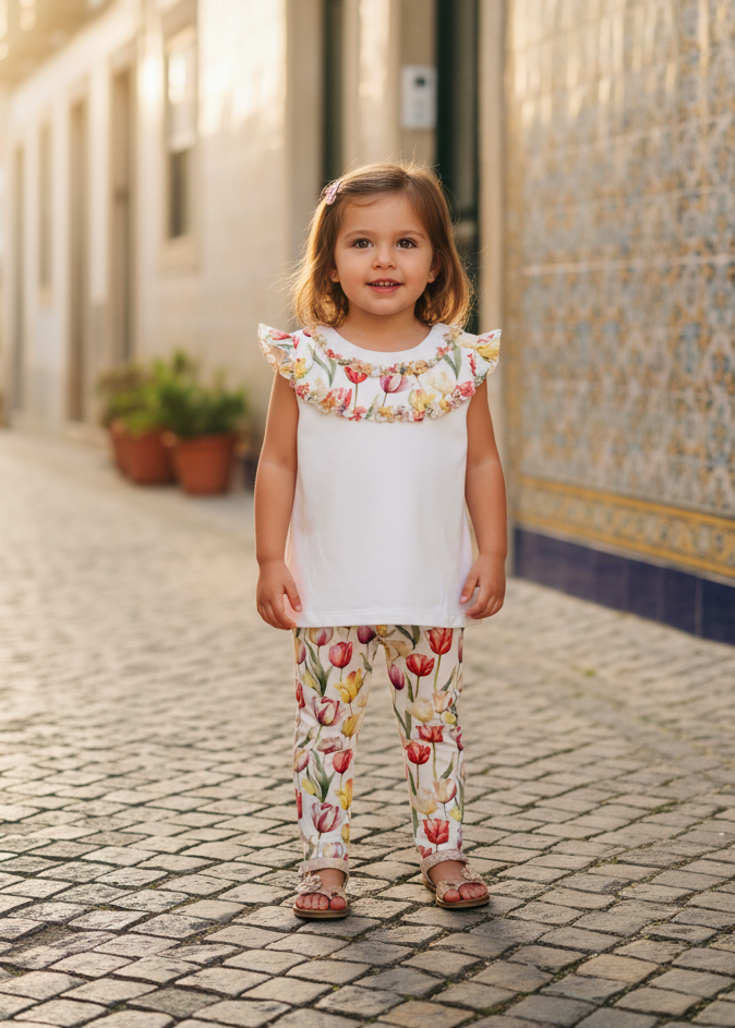 CHIC BY DEOLINDA Happy Girls Tulip Print Leggings Set