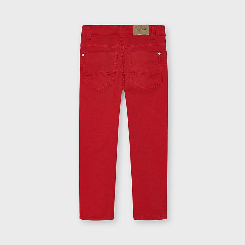 Mayoral boys Cyber Red slim fit chino trousers, back
