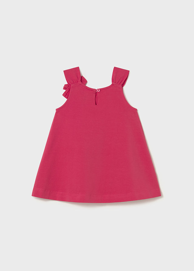 Mayoral girls Hibiscus pink A-line sun dress, back view