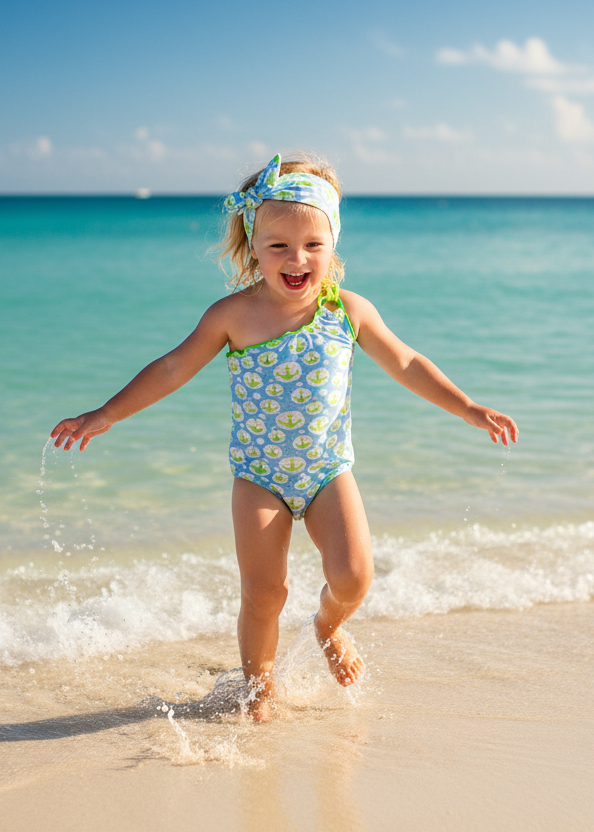MIRANDA Anchor Girls Blue & Green Swimsuit 