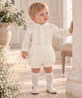 Miranda Ceremonia boys cream short set Spanish occasionwear lifestyle image