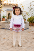 Little girl wearing the Naxos purple tweed jam pant set, front view
