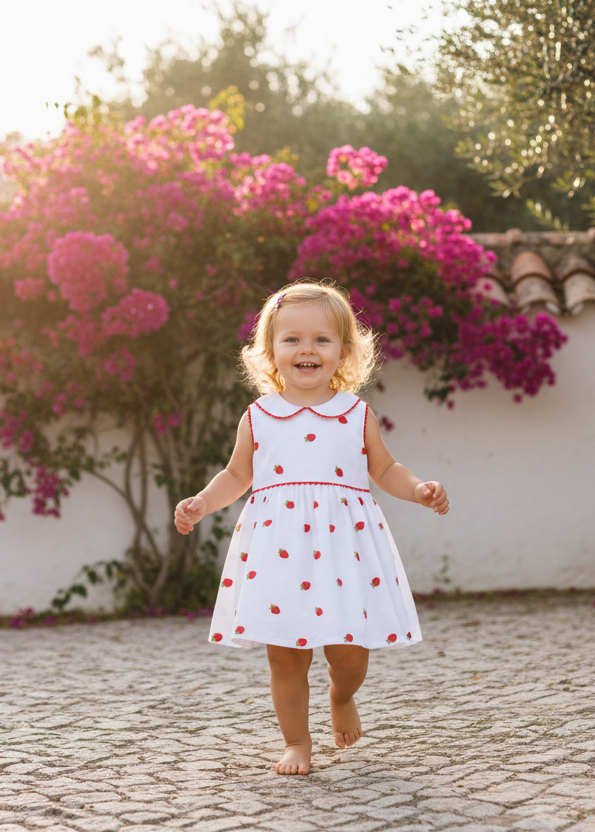Deolinda Girls Pavlova Strawberry Embroidered Dress