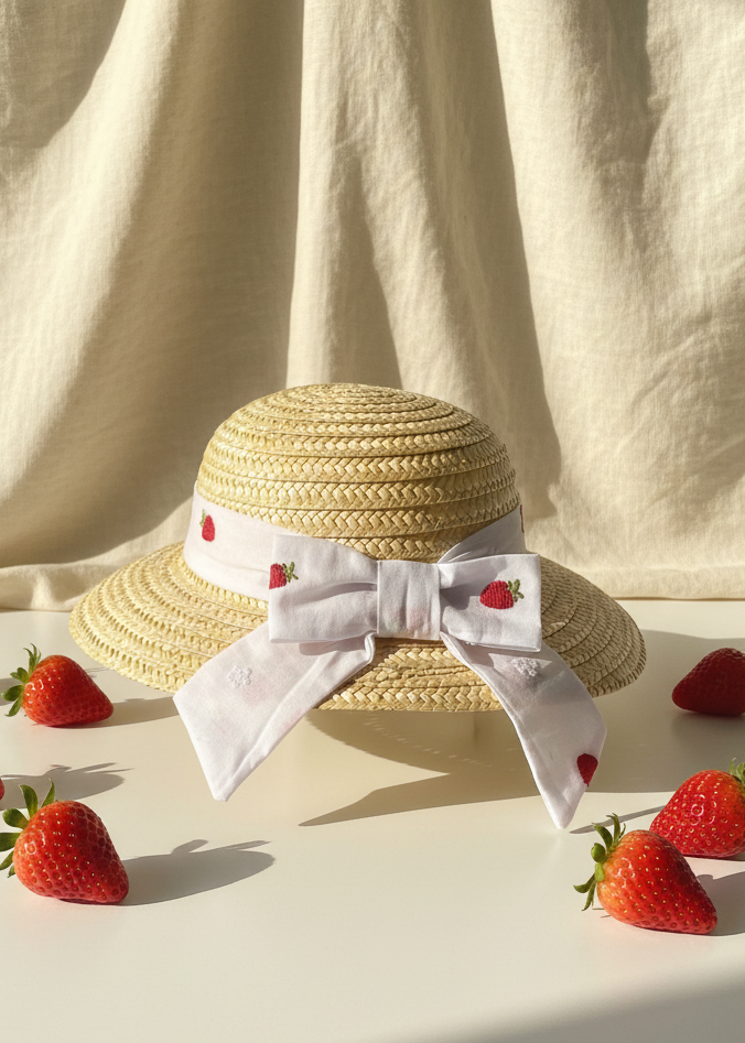 Deolinda Girls  Strawberry Pavlova Straw Sun Hat 