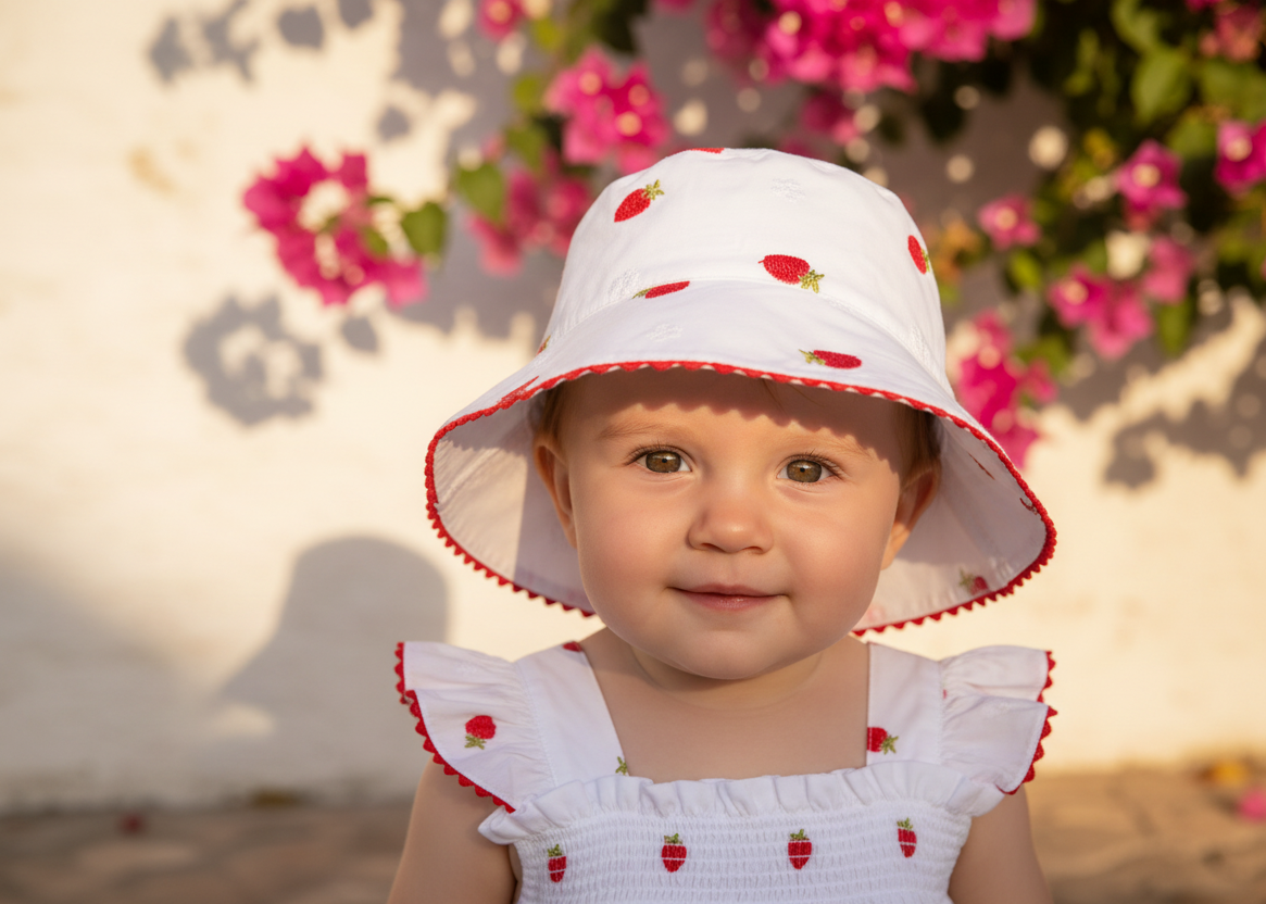 Deolinda Pavlova girls strawberry sun hat 26C01 - lifestyle view