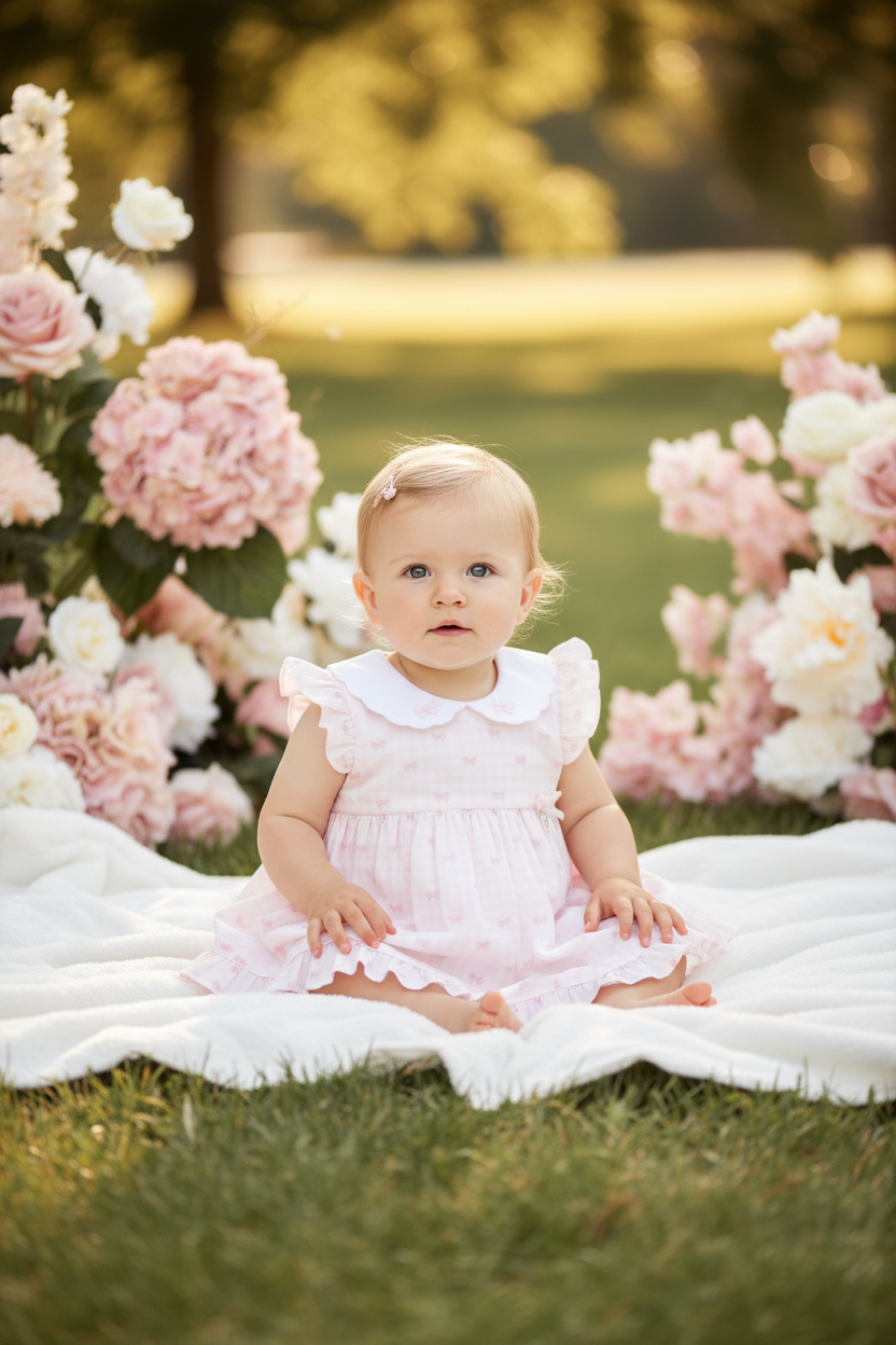 Deolinda Lollipop girls bow print dress and knickers 26304 - lifestyle view