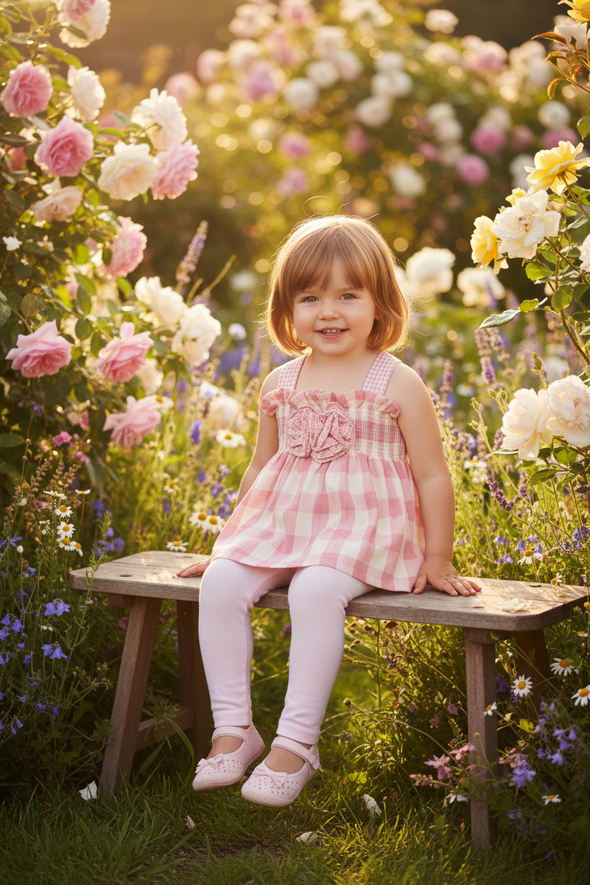 Pink Gingham Set - Cottage Garden