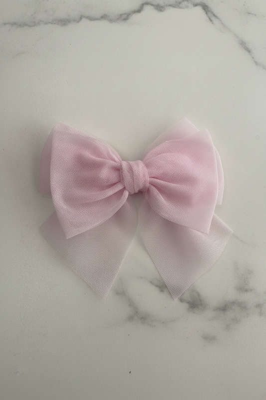 Babine Ana Girls Pink Tulle Hair Bow