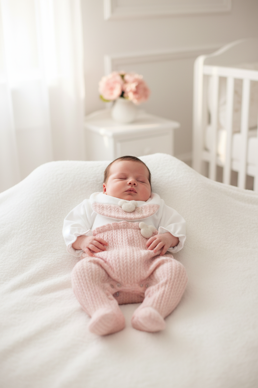 Pink Woody Babygrow and Bib on Baby Girl