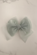 Sage Green Tulle Hair Bow Flat Lay